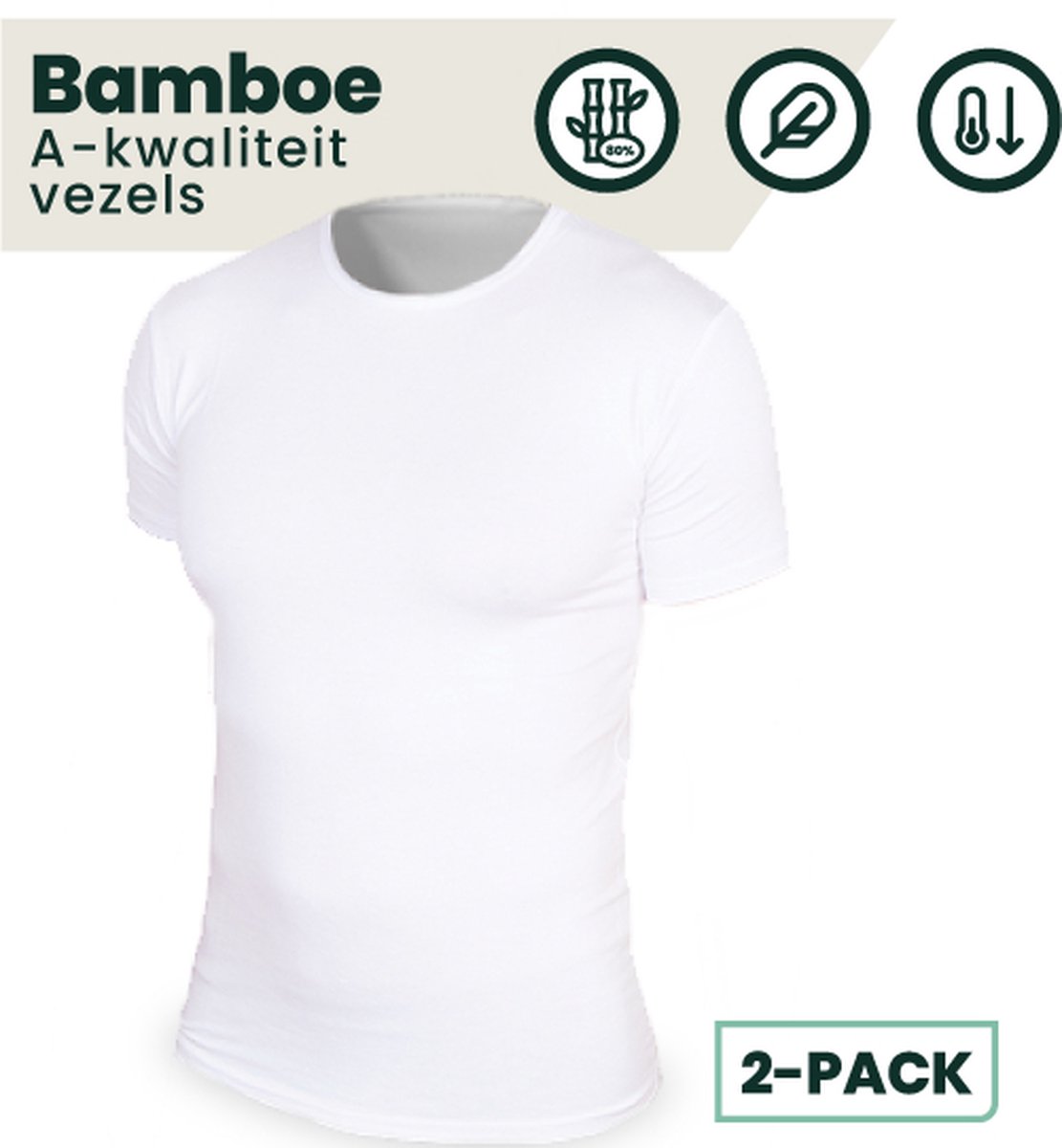 2-pack Austin Bamboe T-shirts Rond - Wit