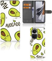GSM Hoesje Geschikt voor OPPO Reno10 | 10 Pro Mobiel Bookcase Valentijn Cadeautje Haar Avocado Singing
