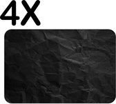 BWK Flexibele Placemat - Afbeelding van Zwart Gekreukt Papier - Set van 4 Placemats - 45x30 cm - PVC Doek - Afneembaar