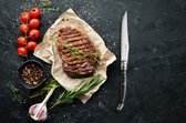 Magnani - 6 Steakmessen - Vleesmes - Kunststof Handgreep - RVS Gekarteld Snijblad - Snijblad Dikte 1,5 mm - Brengt Geen Geur of Smaak Over