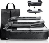 Packing Cubes voor koffers 4 set Packing Cubes Uitbreidbare compressie Packing Cubes Opvouwbare koffer Organizer Tassen voor reisorganisator, 3 maten tassen Schoenentas Packing Cubes voor rugzak (zwart)