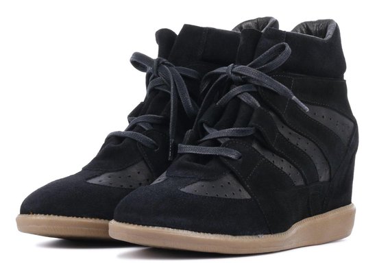 Mace Dames Sneakers Taupe sue wedge sneaker | Van den Assem