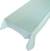Gecoat tafellinnen Jacquard Grid Mint -  140 x 400 cm - Groen tafellaken - Tafelkleed plastic - Voor buiten en binnen - Verschillende maten - Geleverd in een koker