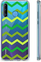 Huawei P30 Lite Doorzichtige Silicone Hoesje Zigzag Groen