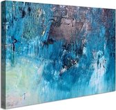 Schilderij - Blauw Abstract, Print op canvas 80x60