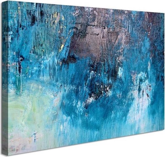 Verdraaiing blad Manieren Schilderij - Blauw Abstract, Print op canvas 80x60 | bol.com