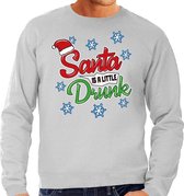 Foute Kersttrui / sweater - Santa is a little drunk - grijs voor heren - kerstkleding / kerst outfit S (48)