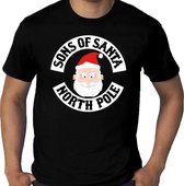 Grote maten fout Kerst t-shirt - Sons of Santa North Pole - zwart voor heren -  plus size kerstkleding / kerst outfit 4XL