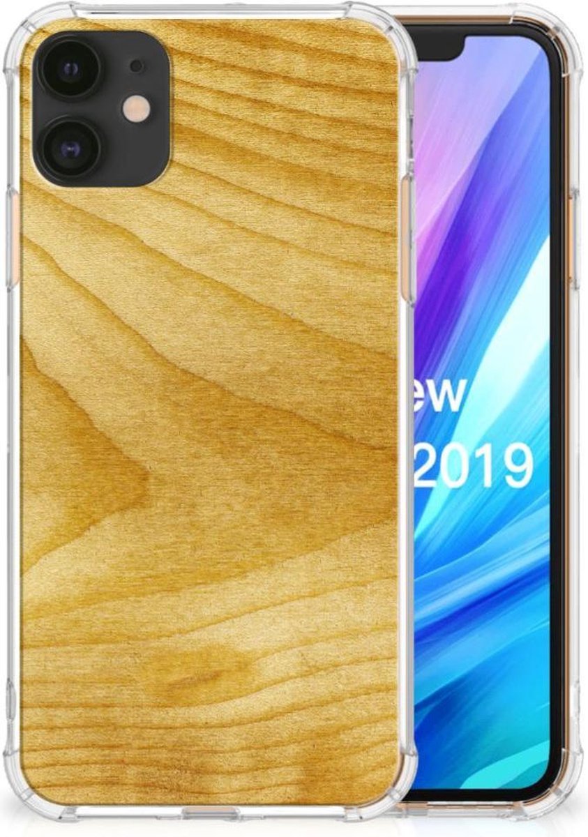 TPU Case Anti-Shock voor Apple iPhone 11 Stevig Telefoonhoesje Licht Hout