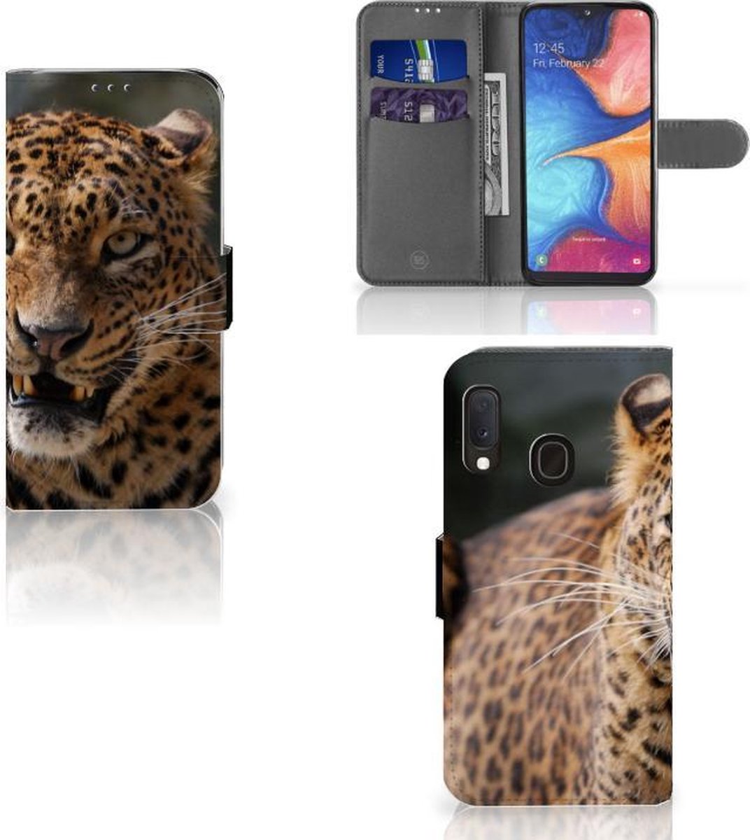 Samsung Galaxy A20e Telefoonhoesje met Pasjes Luipaard