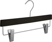 De Kledinghanger Gigant - 5 x Rok / broekhanger kunststof soft-touch zwart met anti-slip knijpers, 36 cm