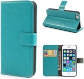 Cyclone cover wallet case cover iPhone 5 5S SE blauw