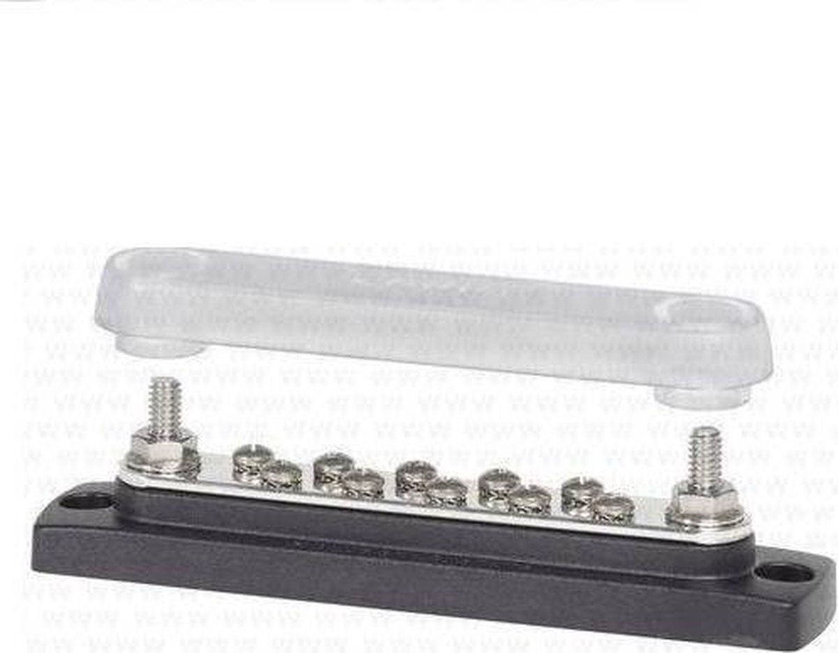 Blue Sea Systems Gemeenschappelijke Busbar Met Afgedekte Isolator Zwart 10 Gang