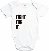 Rompertjes baby met tekst - Fight for it - Wit - Maat 62/68 - Kraamcadeau - Babygeschenk - Romper - Babyshower - Valentijn - Moederdag - Vaderdag