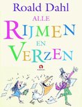 Roald Dahl's 'Alle Rijmen en Verzen' boekcover met karakters: meisje, pelikaan en man.