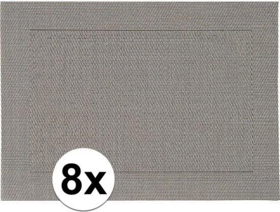 8x Placemats grijs geweven/gevlochten rand 45 30 cm - | bol.com
