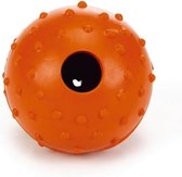Beeztees rubber bal massief met bel oranje 5 cm
