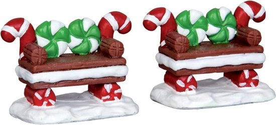 Lemax - Peppermint Cookie Bench - Set Of 2