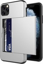 Kaarthouder case met slide geschikt voor Apple iPhone 11 Pro Max - zilver