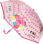 Zaska paraplu Flamingo transparant