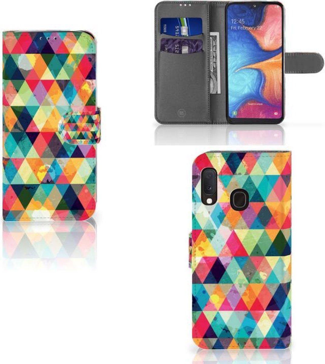 Boekhoesje voor Samsung Galaxy A20e Telefoon Hoesje Geruit