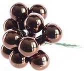 Opal Natural Combi Kerstballen - Transbox A 144 Glass Baubles On Wire Shiny Dark Chocolate Dia 2cm