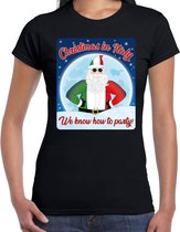 Fout Italie Kerst t-shirt / shirt - Christmas in Italy we know how to party - zwart voor dames - kerstkleding / kerst outfit 2XL