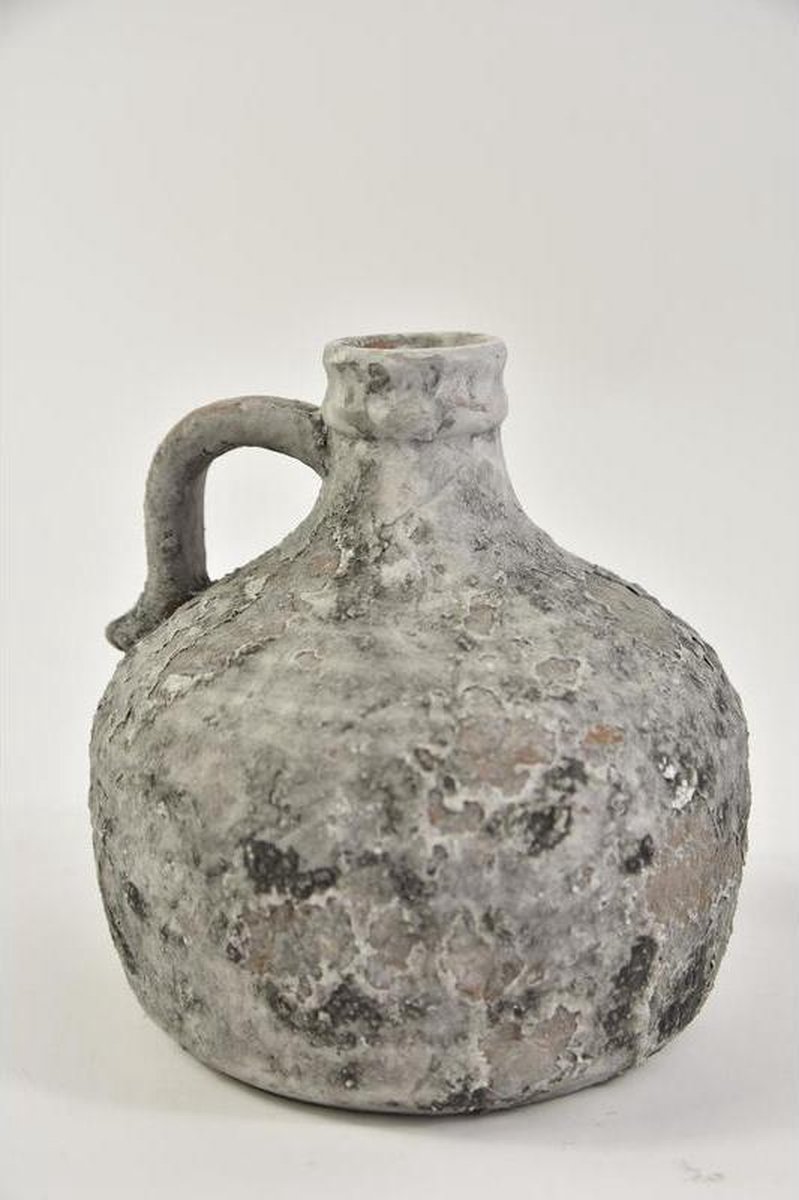 Kruiken en Flessen - Bolfles ''Raw'' met oor 18x18x19cm Grey