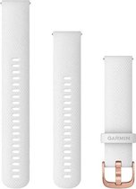 Garmin Quick Release Siliconen Horlogebandje - 20mm Polsbandje - Wearablebandje - Wit met Rose Gouden Gesp