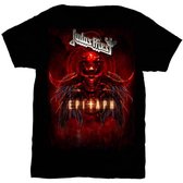 Judas Priest Heren Tshirt -L- Epitaph Red Horns Zwart