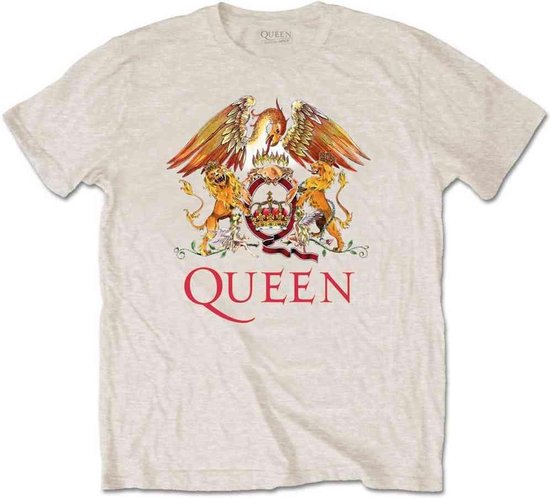 Queen - Classic Crest Heren T-shirt - L - Creme