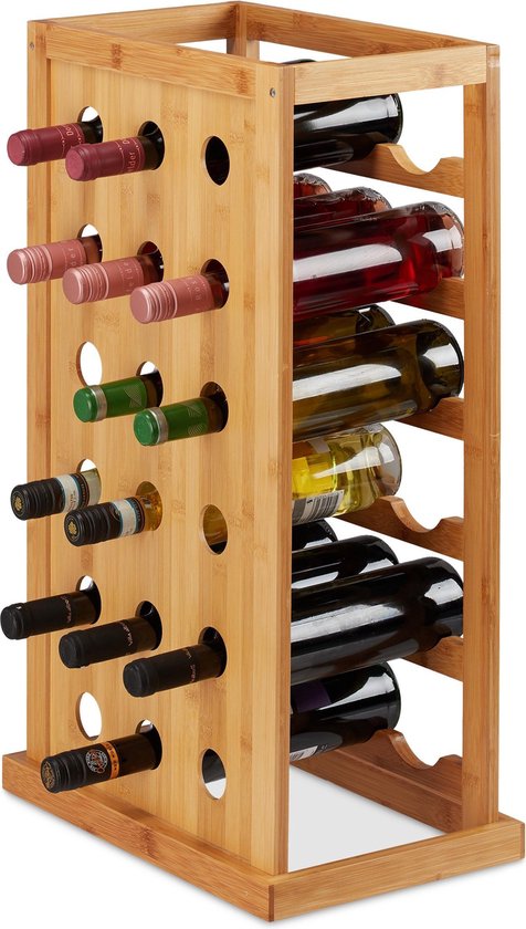 Onzin officieel Pigment relaxdays wijnrek hout - 18 flessen - flessenrek - wijnflessenrek -  flessenhouder - keuken | bol.com