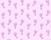 BABY VOETAFDRUK BEHANG | Kinderkamer - roze - A.S. Création Little Stars