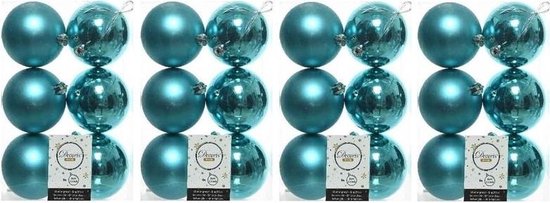 24x Turquoise blauwe kunststof kerstballen 8 cm - Mat/glans - Onbreekbare  plastic... | bol.com