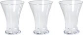 3x Taps uitlopende glazen vaas voor tulpen/bloemen boeketjes 25 cm - Bloemenvaas - Decoratieve vazen
