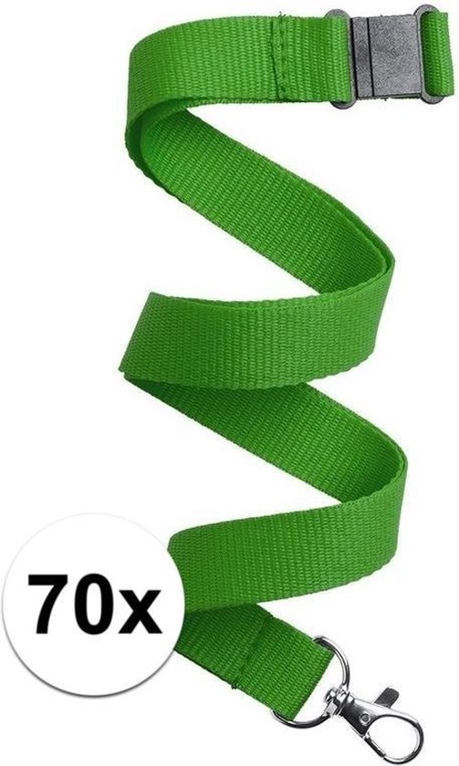 70x Groen keycord/lanyard met karabijnhaak sleutelhanger 50 cm - Polyester keycords/sleutelkoord