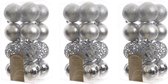 48x Zilveren kunststof kerstballen 6 cm - Mix - Onbreekbare plastic kerstballen - Kerstboomversiering zilver