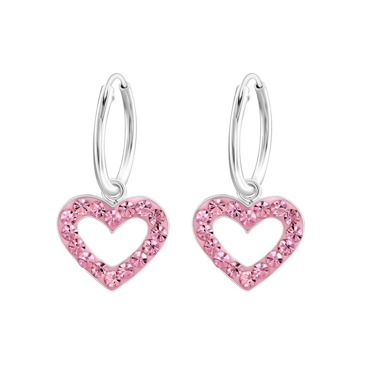 boucles d'oreilles enfant argent pendantes papillon cristal rose petit, 24  cristal