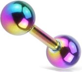 Tragus piercing regenboogkleur ©LMPiercings