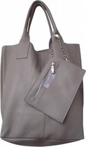 JOOF Leren shopper uit Italie Lichtgrijs