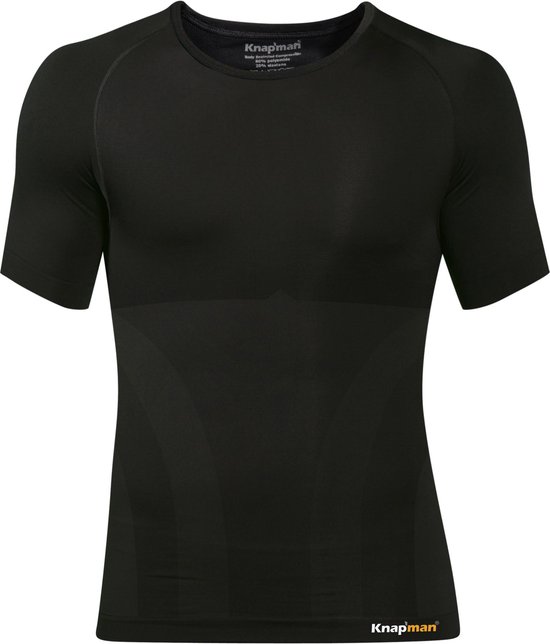 Knapman Compressieshirt Rondhals 2.0 Zwart | Figuur- en Houding Corrigerend shirt voor Mannen | Maat M