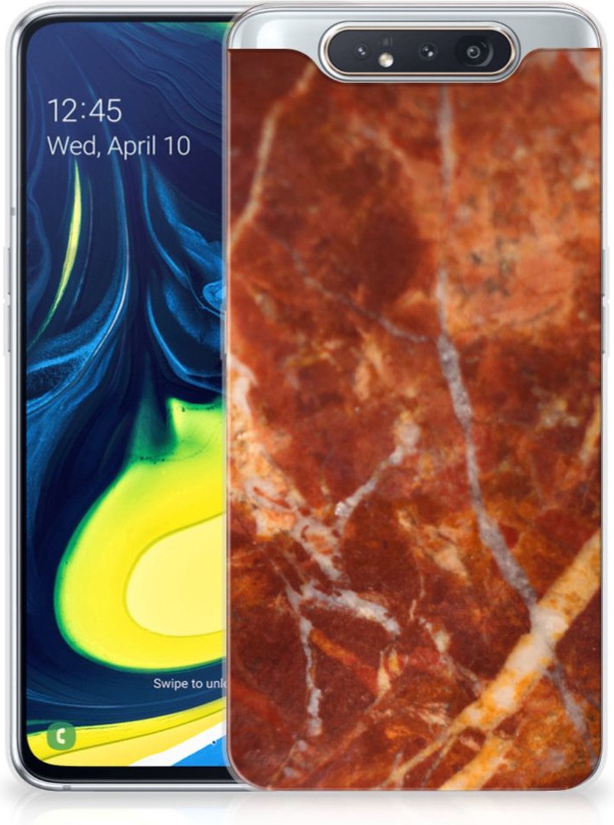 Samsung Galaxy A80 TPU Siliconen Hoesje Marmer Bruin