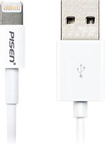 Lightning Pisen cable kabel geschikt voor Apple iPhone 7, 1 meter Wit
