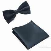Vlinderstrik + pochette – vlinderstrik heren -  Heren Vlinderstrik + pochet – Zwart