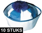 10x Blauw matrozen hoedjes - matrozenpetten - Matroos/zeeman marine thema verkleed accessoire