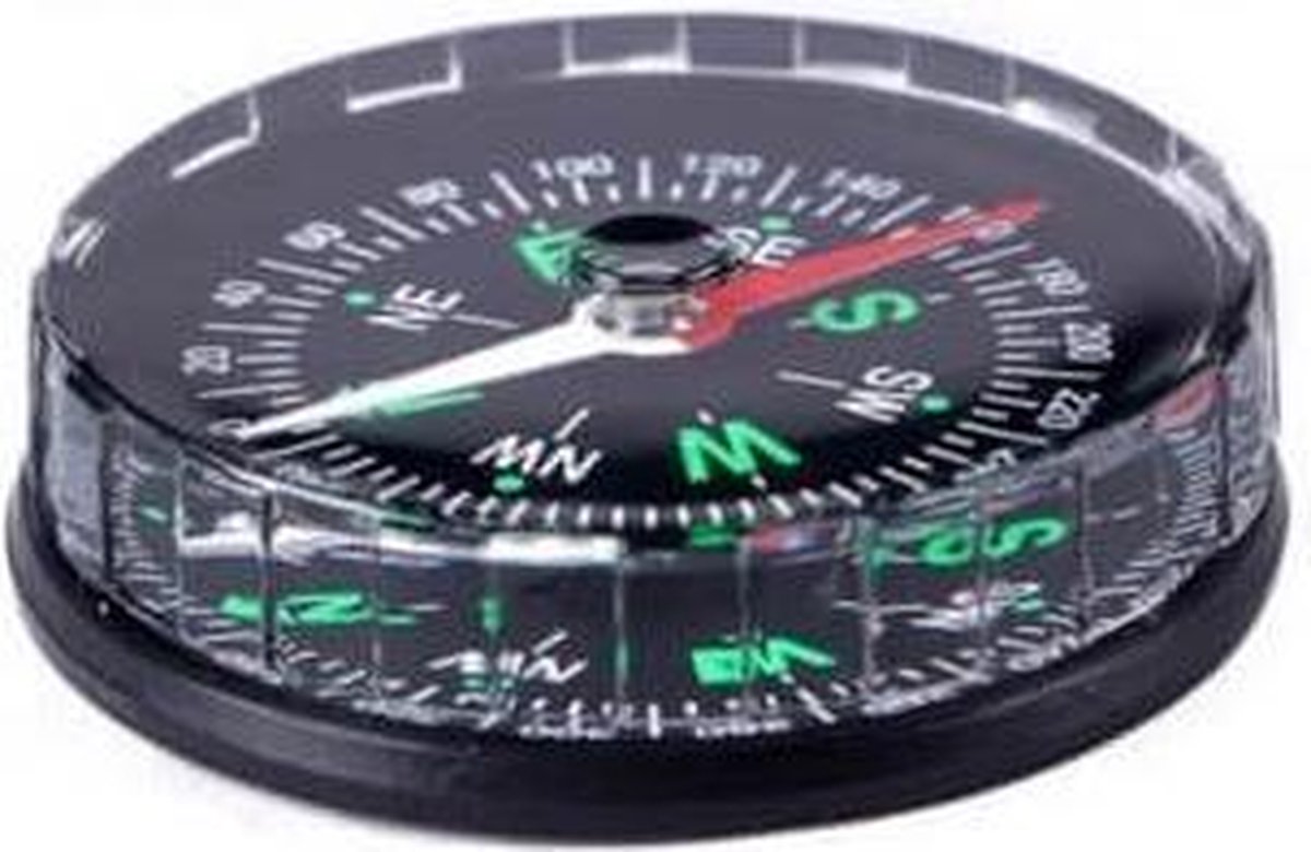 Rond mini kompas - zwart