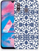 Back Cover Geschikt voor Samsung M30 TPU Siliconen Hoesje Flower Blue