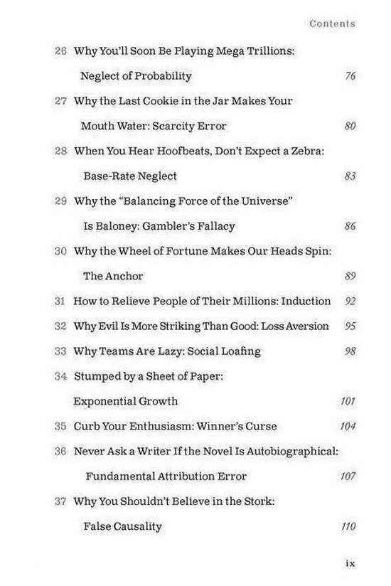 Inhoudsopgave van een boek met hoofdstuktitels zoals 'Why You'll Soon Be Playing Mega Trillions' en paginanummers.
