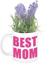 Best mom koffiemok / theemok met kunst plantje lavendel - Moederdag cadeaus