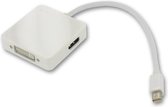 Dolphix - Adaptateur Mini DisplayPort vers DVI, HDMI et DisplayPort 3 en 1 - Blanc 20 cm